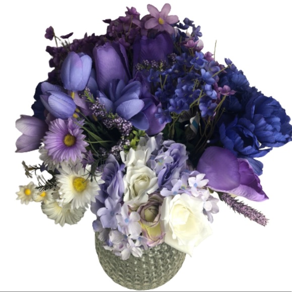 Bundle of Artificial Flowers Purples White Blue